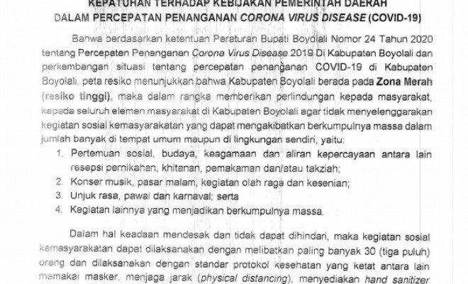 SURAT EDARAN FORUM KOMUNIKASI PIMPINAN DAERAH KABUPATEN BOYOLALI