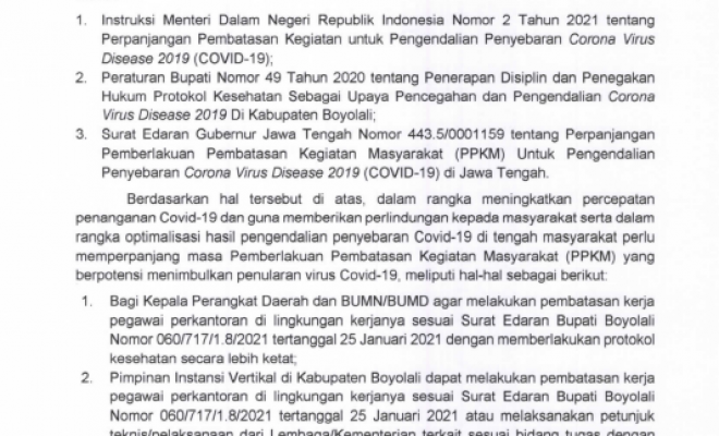 Surat Edaran Bupati Mengenai Perpanjangan PPKM